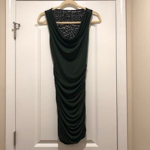 Dark green ruched dress with lace back!